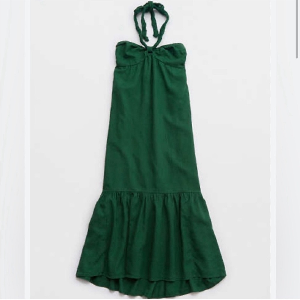 Aerie Green Halter Sundress Resort Wear